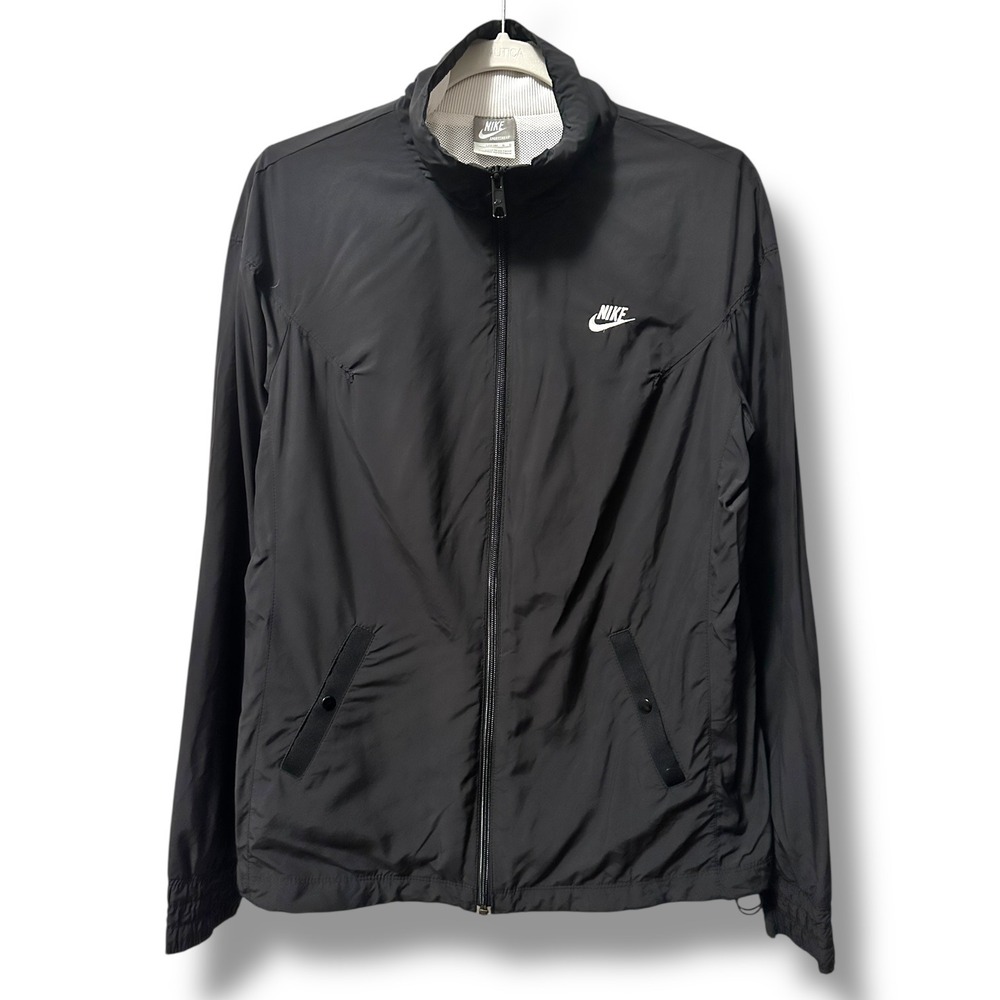 Nike Sportswear Windbreaker Jacket Women's L Black Full Zip Mesh Lined Gorpcore